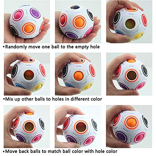 KidsPark 4 Pack Rainbow Magic Ball 3D Puzzle Ball Speed Cube Rubix Cube Toys