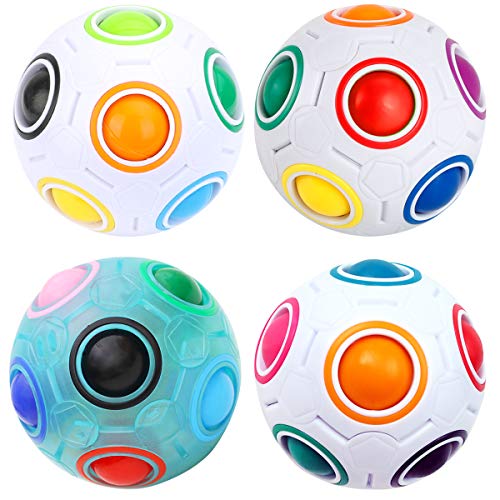 KidsPark 4 Pack Rainbow Magic Ball 3D Puzzle Ball Speed Cube Rubix Cube Toys