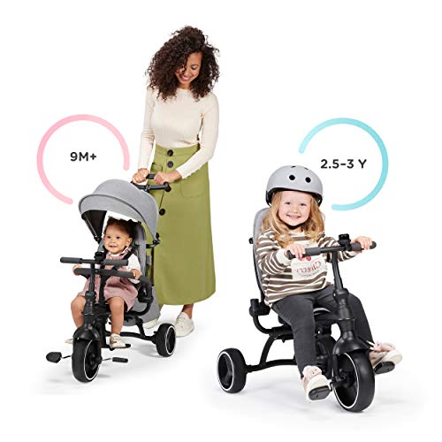 Kinderkraft Triciclos Bebés JAZZ, 4 en 1, Evolutivo, Plegable, Móvil, Gris