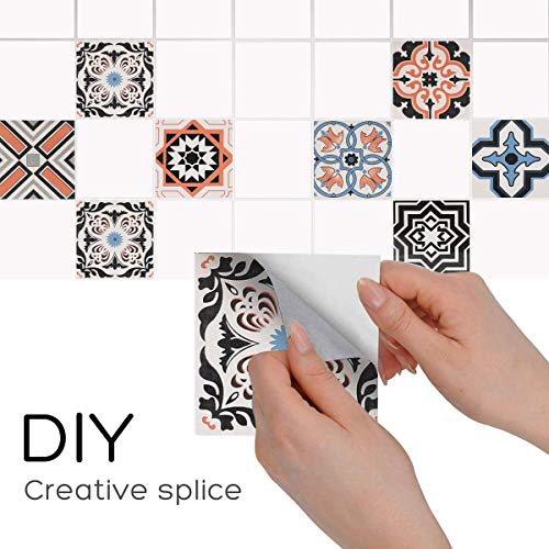 KINLO Papel Pintado Pared Adhesivo con la Imagen Mosaico Retro Colores, Pegatina de PVC para Decorar Azulejos Muebles Cocina Baño, a Prueba de Aceite de Agua de Moho, 0.61*5M per Rollo