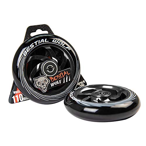 Kit 2 TWISTER-110 Rueda Bestial Wolf 110 mm para patinetes Pro Scooters Ideal para Parck y Freestyle (Negro)