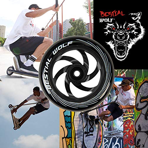 Kit 2 TWISTER-110 Rueda Bestial Wolf 110 mm para patinetes Pro Scooters Ideal para Parck y Freestyle (Negro)