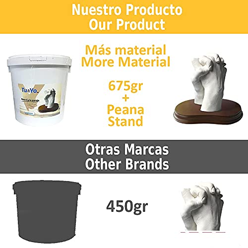 Kit De Manos Para Parejas De Yeso Con Alginato Para Moldes Y Peana De Madera , Regalos Para Pareja Originales, Regalos Aniversario Pareja , Familia, Kit Molde Manos 3d Perfecto Para Regalar