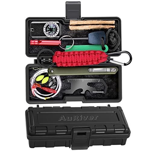 Kit de Supervivencia, 10 en 1 Multifuncional de Emergencia Kit Supervivencia, Regalos Ideales de Navidad y cumpleaños para Hombres para Viajar Caminar Acampar al Aire