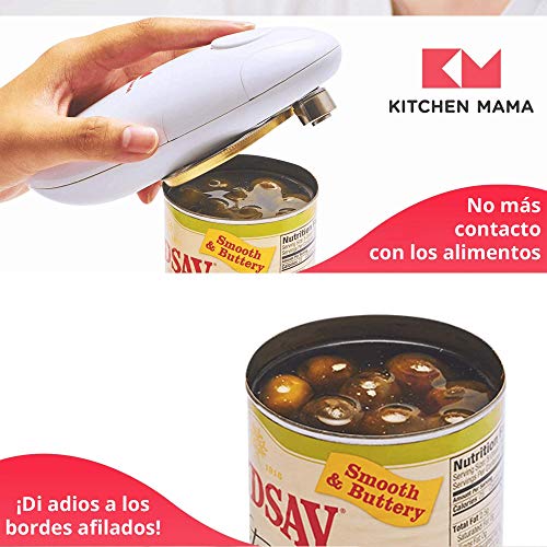 Kitchen Mama Automatic - Abrelatas Eléctrico con Botón de Inicio y Stop - Corta Sin Dejar Bordes Afilados - Inalámbrico, Ergonómico - Ideal para Personas con Artritis y Restaurantes - Rojo