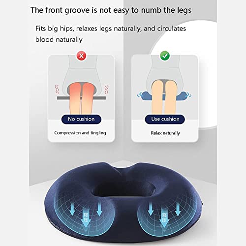 KIUY Cojín de Espuma viscoelástica para Asiento en Forma de rosquilla, para el Dolor del cóccix y Soporte para la Parte Inferior de la Espalda para el hogar, la Oficina