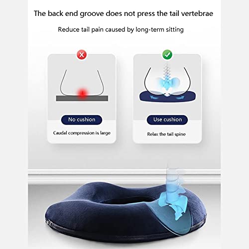 KIUY Cojín de Espuma viscoelástica para Asiento en Forma de rosquilla, para el Dolor del cóccix y Soporte para la Parte Inferior de la Espalda para el hogar, la Oficina