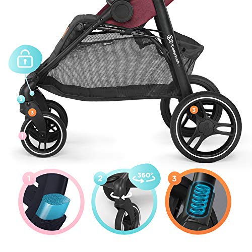 kk Kinderkraft Silla de Paseo GRANDE LX, Impermeable, Plegable, Hasta 3 Años, Burdeos