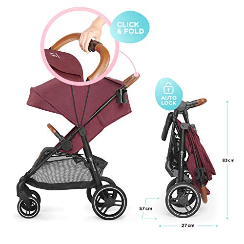 kk Kinderkraft Silla de Paseo GRANDE LX, Impermeable, Plegable, Hasta 3 Años, Burdeos