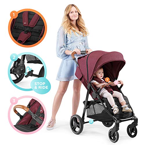 kk Kinderkraft Silla de Paseo GRANDE LX, Impermeable, Plegable, Hasta 3 Años, Burdeos