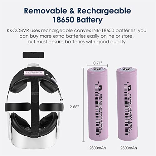 KKCOBVR Q2 Elite - Correa para cabeza con batería de 5200 mAh para accesorios Oculus Quest 2, repuesto para correa Elite reduce la presión y mejora la comodidad en VR, color blanco