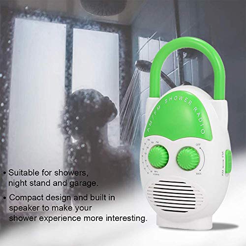 KKING Radio de Ducha, Mini Altavoz Impermeable Am FM, Radio de Ducha con asa Superior Colgante, Mini Radio portátil con batería, Radio Ajustable para duchas caseras,Azul