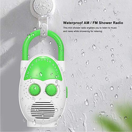 KKING Radio de Ducha, Mini Altavoz Impermeable Am FM, Radio de Ducha con asa Superior Colgante, Mini Radio portátil con batería, Radio Ajustable para duchas caseras,Azul