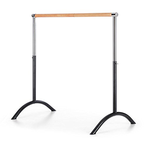 Klarfit Bar Lerina - Barra de Ballet Portátil, Largo 110 cm, Altura Regulable 70-113 cm, Agarraderas de Bloqueo, Tubo de Acero con Recubrimiento en Polvo, Pies de Apoyo y Antideslizante