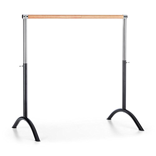 Klarfit Bar Lerina - Barra de Ballet Portátil, Largo 110 cm, Altura Regulable 70-113 cm, Agarraderas de Bloqueo, Tubo de Acero con Recubrimiento en Polvo, Pies de Apoyo y Antideslizante