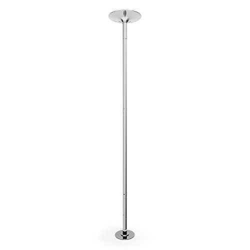 Klarfit Luxor Barra de Pole Dance, Barra Pole Dance portatil, Barra Stripper (giratoria o Fija, Desmontable, con Juego de Herramientas, Altura hasta 2,74 m, Acero Inoxidable, hasta 120 kg) - Plateado