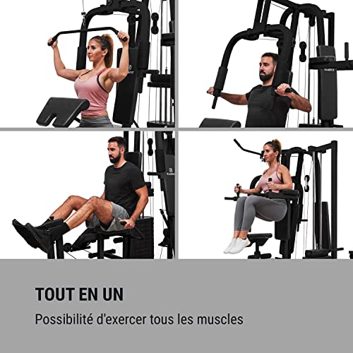 Klarfit Ultimate Gym - Máquina multifunción musculación, Multiestación musculacion, Máquina de musculación, Hombros, Espalda, Brazos, isquiotibiales y glúteos, Acolchada, 9000, Negro