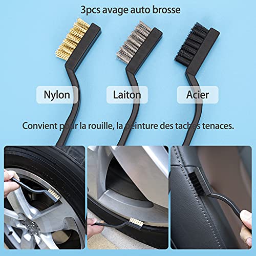 Klas Remo - Cepillo para limpiar el coche, 13 unidades, cepillo de lavado para coche, cepillo para limpiar el asiento del coche, cepillo de limpieza interior del coche, cepillo de rodilla y neumáticos