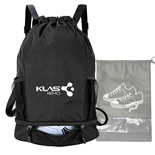 KLAS REMO Mochila Deportiva,Mochila de Deporte Mochila de Gimnasia Mochila de Cuerda Unisex para Playa Gimnasio Viaje Escuela Acampada -Negro