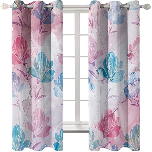 KLily Impresión Digital Serie De Flores En 3D Cortinas Dormitorio del Hotel Sala De Estar En El Hogar Balcón Jardín Adecuado para Cortinas Opacas Sombreado Engrosado Sin Perforaciones Agujero