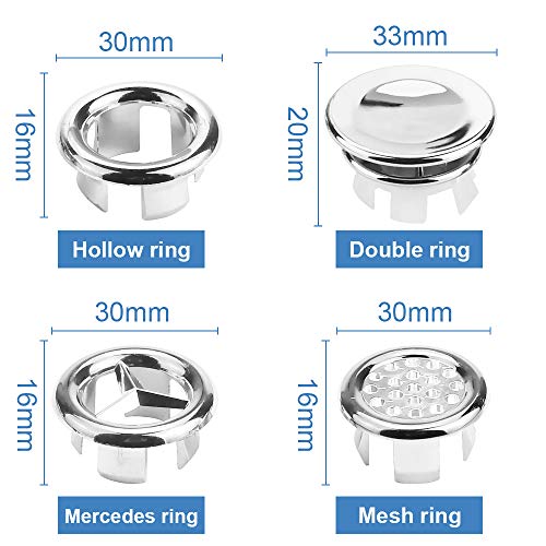 KLYNGTSK 8 PCS Cubierta de Anillo de Rebose de Fregadero Cubierta de Rebosadero de Borde de Agujero de Fregadero Repuestos de Inserción de Agujero Redondo para Baño Cocina Repuesto de Lavabo