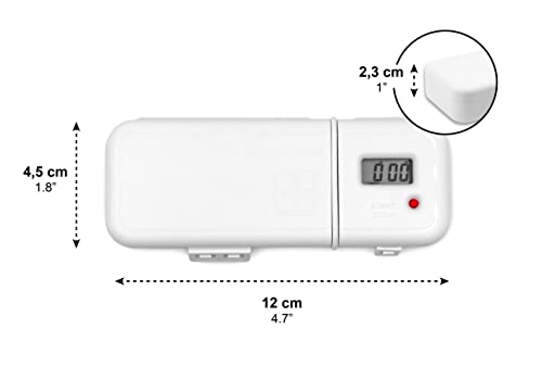 KMINA - Pastillero Alarma, Pastillero Diario 3 Tomas, Dispensador de Pastillas Electrónico, Caja Pastillas Medicina, Pastillero Electrónico con Alarma, Organizador Medicamentos Viaje