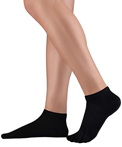 Knitido Dr. Foot® Silver Protect Calcetines antibacterianos con dedos, de algodón con fibra de plata para la diabetes y la prevención de infecciones, Talla:35-38, Colores:negro (101)