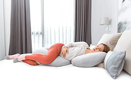 Kolbray®️ Almohada de Embarazo (Disponible en C y U) – Almohada de Maternidad de Cuerpo Pleno para Dormir con Funda Extraíble de Jersey | Cojín Ortopédico de Apoyo para Mujeres Embarazada o Lactantes