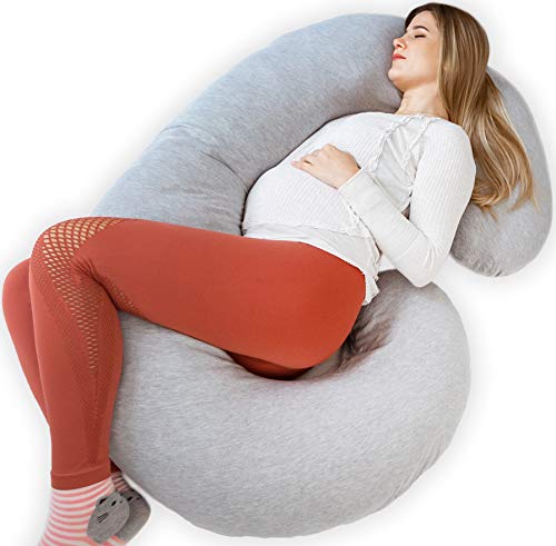 Kolbray®️ Almohada de Embarazo (Disponible en C y U) – Almohada de Maternidad de Cuerpo Pleno para Dormir con Funda Extraíble de Jersey | Cojín Ortopédico de Apoyo para Mujeres Embarazada o Lactantes