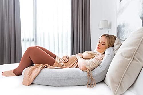 Kolbray®️ Almohada de Embarazo (Disponible en C y U) – Almohada de Maternidad de Cuerpo Pleno para Dormir con Funda Extraíble de Jersey | Cojín Ortopédico de Apoyo para Mujeres Embarazada o Lactantes