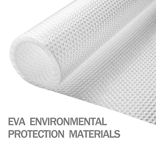 KONKY 45 x 150cm x 3 Rollos EVA Protector Antideslizante Cocina, Estantes el gabinete Estera Cuttable, Impermeable Estera del refrigerador, Forro de cajón Reutilizable, Blanco