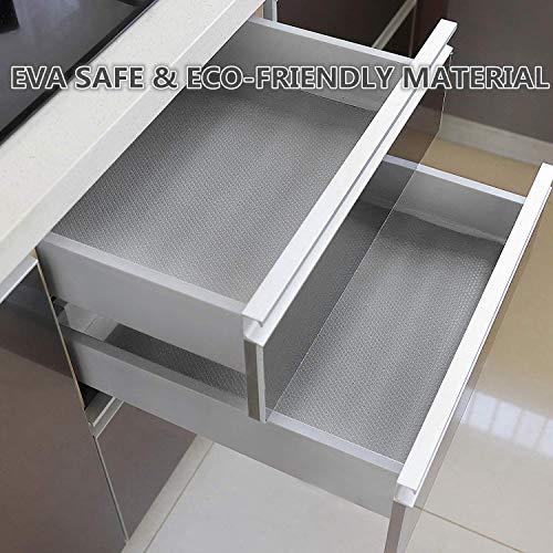 KONKY 45 x 150cm x 3 Rollos EVA Protector Antideslizante Cocina, Estantes el gabinete Estera Cuttable, Impermeable Estera del refrigerador, Forro de cajón Reutilizable, Gris