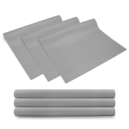 KONKY 45 x 150cm x 3 Rollos EVA Protector Antideslizante Cocina, Estantes el gabinete Estera Cuttable, Impermeable Estera del refrigerador, Forro de cajón Reutilizable, Gris