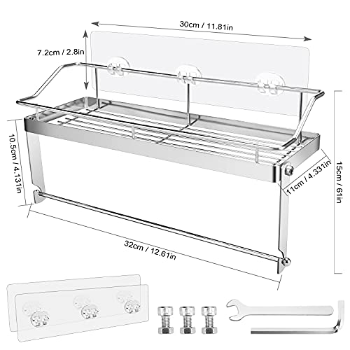 KONKY Adhesivo Portarrollos de Cocina con Estante Soportes, Estante de Especias Acero Inoxidable Portarrollos Estante de Baño Sin Perforación