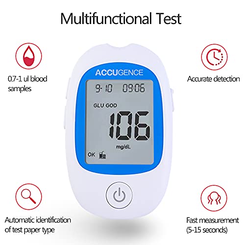 KONMED Sistema de medidor de glucosa en sangre de ácido úrico de cetona en sangre (GOD o GDH) preciso Dispositivo de control de gota de diabetes Reemplace las tiras reactivas (medidor de monitor)