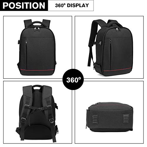 Kono Mochila para Cámara Impermeable para Cámara Réflex Digital SLR DSLR Lente Trípode Flash y accesorios de Gran Capacidad Mochila para Ordenador Portátil (Negro)