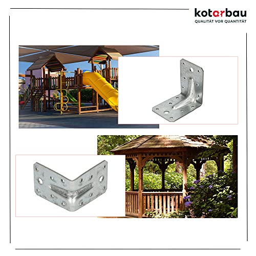 KOTARBAU® Conector angular de 75 x 75 x 55 mm con ranura, ángulo de agujero, ángulo de construcción, conector de madera, ángulo de viga, ángulo de alta calidad, plateado, 50 unidades