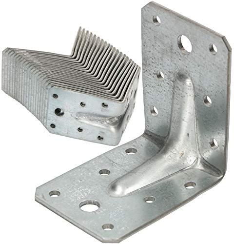 KOTARBAU® Conector angular de 75 x 75 x 55 mm con ranura, ángulo de agujero, ángulo de construcción, conector de madera, ángulo de viga, ángulo de alta calidad, plateado, 50 unidades