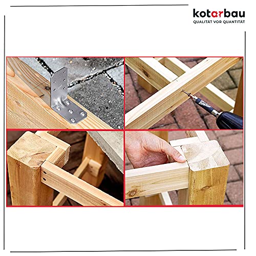 KOTARBAU® Conector angular de 75 x 75 x 55 mm con ranura, ángulo de agujero, ángulo de construcción, conector de madera, ángulo de viga, ángulo de alta calidad, plateado, 50 unidades