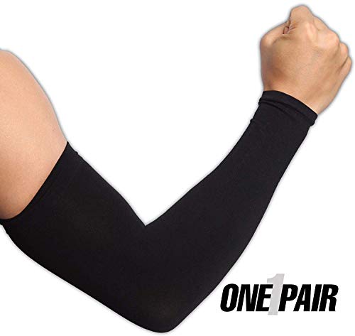 Ksnnrsng Mangas del Brazo Mangas Enfriamiento de Protección UV Largo Mangas de Sol para Deportes Ciclismo Baloncesto Corriendo Golf para Mujer Hombre (Negro)