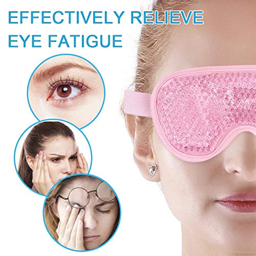 Ksopsdey 2 PCS Antifaz de Gel para Los Ojos, Máscara Ojos Reutilizable con Cuentas de Gel Flexible, Enfriamiento Calmante Frío Caliente Paquete de Mascarillas para Dormir, Aplicar para Aliviar Fatiga