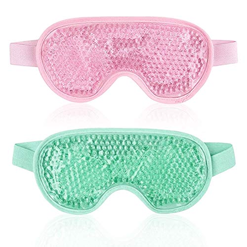 Ksopsdey 2 PCS Antifaz de Gel para Los Ojos, Máscara Ojos Reutilizable con Cuentas de Gel Flexible, Enfriamiento Calmante Frío Caliente Paquete de Mascarillas para Dormir, Aplicar para Aliviar Fatiga