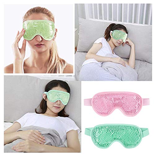 Ksopsdey 2 PCS Antifaz de Gel para Los Ojos, Máscara Ojos Reutilizable con Cuentas de Gel Flexible, Enfriamiento Calmante Frío Caliente Paquete de Mascarillas para Dormir, Aplicar para Aliviar Fatiga