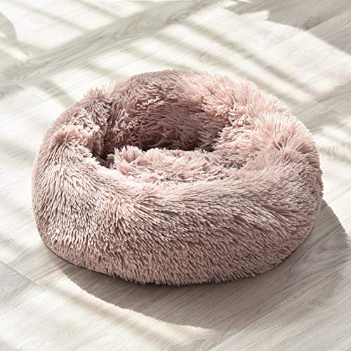 KTUCN Cama para Perros súper Suave, Saco de Dormir Lavable para Perrera, Camas de la casa de la Cesta del sofá, Gris Pardo, S Diameter 50cm