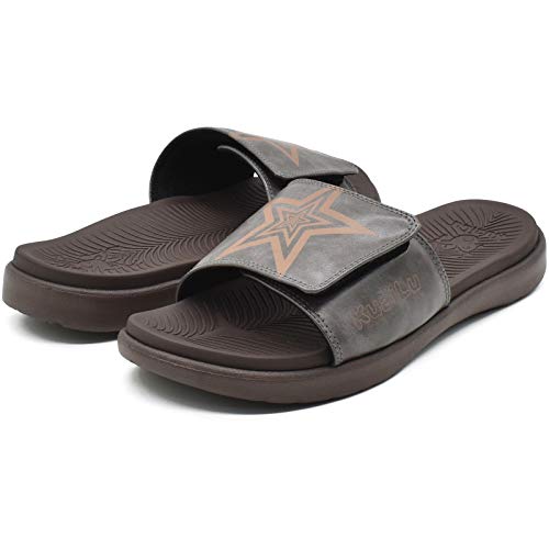 KUAILU Hombre Sandalias de Playa de Punta Descubierta Slide Deportivo Ajustable Zapatillas de Verano Ortopedicas Marrón talla 40