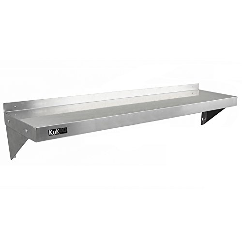 KuKoo - 2 Estantes de Pared 140cm x 30cm de Acero Inoxidable para Cocina Comercial, Café, Bar, Restaurante y Taller