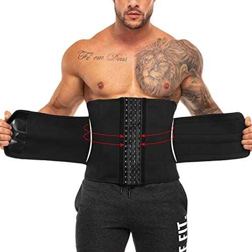 KUMAYES Faja Reductora Adelgazante Neopreno para Hombre Fajas Reductoras Abdomen Cinturón Lumbar Reductor de Cintura y Abdomen para Gimnasio (M, Negro)