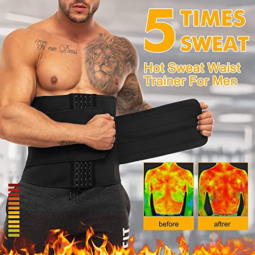 KUMAYES Faja Reductora Adelgazante Neopreno para Hombre Fajas Reductoras Abdomen Cinturón Lumbar Reductor de Cintura y Abdomen para Gimnasio (M, Negro)