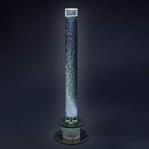 KUS Kunststofftechnik Columna de agua con burbujas de 100 mm de diámetro, altura = 1080 mm, pie negro, con iluminación LED.