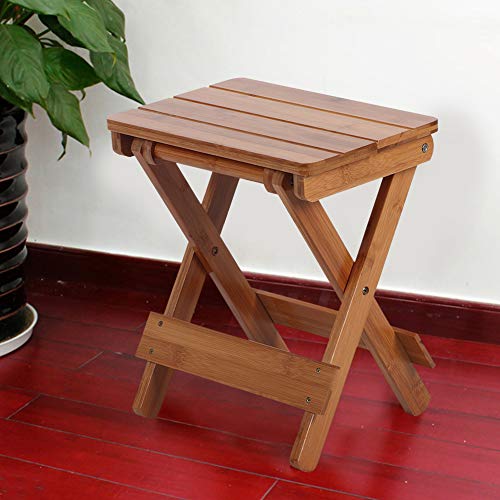 Kuuleyn Taburete Plegable de bambú para Silla portátil para afeitarse, Ducha, reposapiés, hogar, al Aire Libre, Asiento para Silla de Pesca, Taburete pequeño, Taburete de Madera